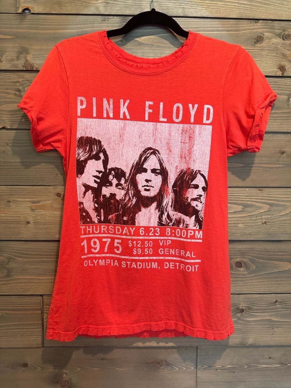 Recycled Karma Pink Floyd 1975 Detroit Concert Distressed Graphic T-Shirt Sz XS